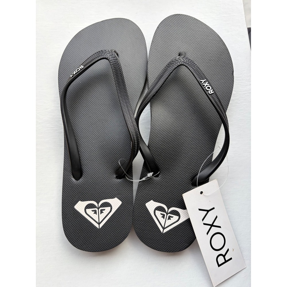 Roxy Azul Womens Black Flip Flop Sandals Beach Thong Shoes Size 7